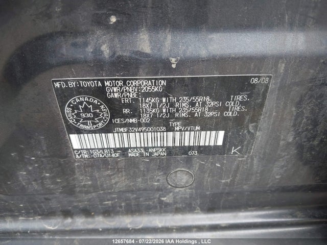 Продаж на аукціоні авто 2009 Toyota Rav4 Sport, vin: JTMBF32V495001038, номер лоту: 12657684