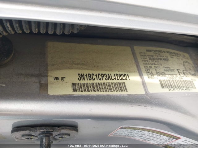 2010 Nissan Versa 1.8s მანქანა იყიდება აუქციონზე, vin: 3N1BC1CP3AL428201, აუქციონის ნომერი: 12674955