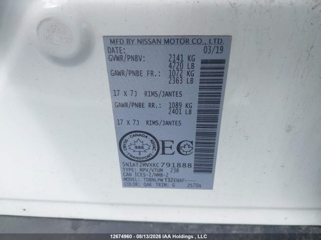 Nissan Rogue S/sl/sv 2019 5N1AT2MVXKC791888 Image 9