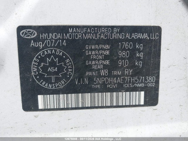 Hyundai Elantra 2015 5NPDH4AE7FH571380 Image 19