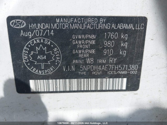 Hyundai Elantra 2015 5NPDH4AE7FH571380 Image 9