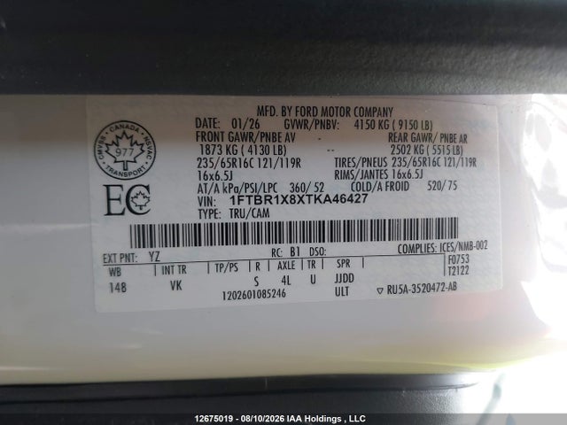 Ford Transit T-250 2026 1FTBR1X8XTKA46427 Image 9