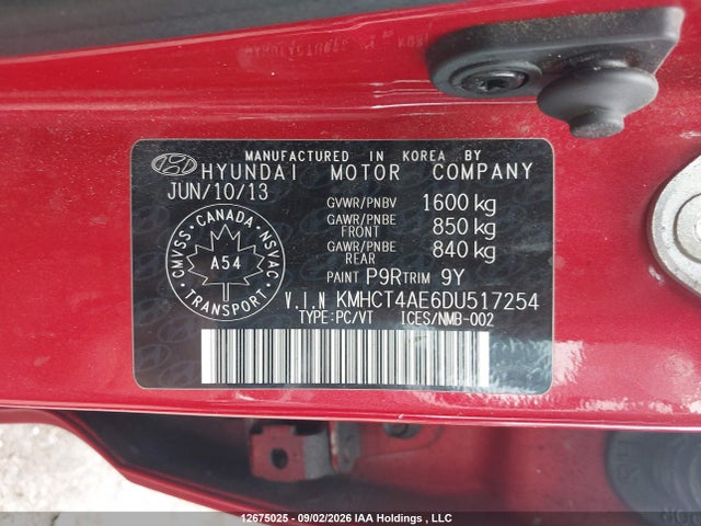 Продаж на аукціоні авто 2013 Hyundai Accent Gl, vin: KMHCT4AE6DU517254, номер лоту: 12675025