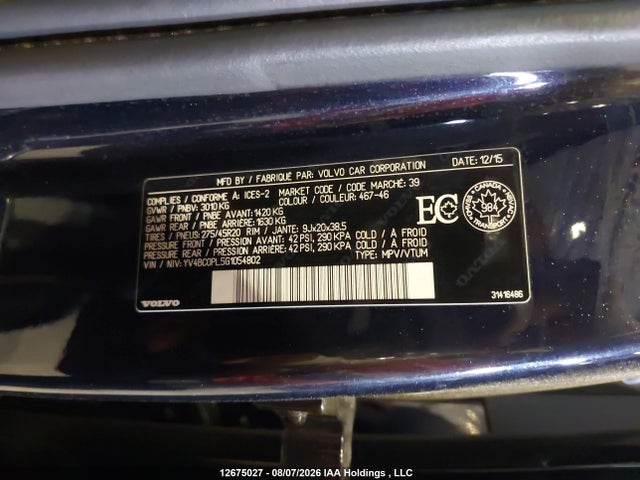 Продаж на аукціоні авто 2016 Volvo Xc90 Hybrid T8 Phev Inscription, vin: YV4BC0PL5G1054802, номер лоту: 12675027