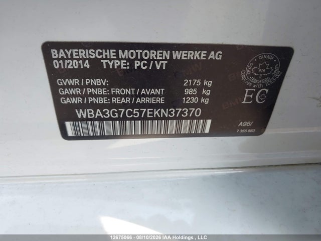 2014 Bmw 328 Xi მანქანა იყიდება აუქციონზე, vin: WBA3G7C57EKN37370, აუქციონის ნომერი: 12675066