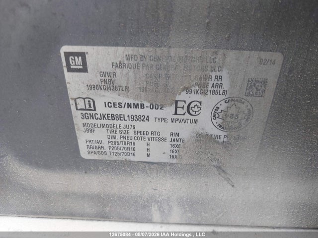 Chevrolet TRAX LS 2014 3GNCJKEB8EL193824 Image 9