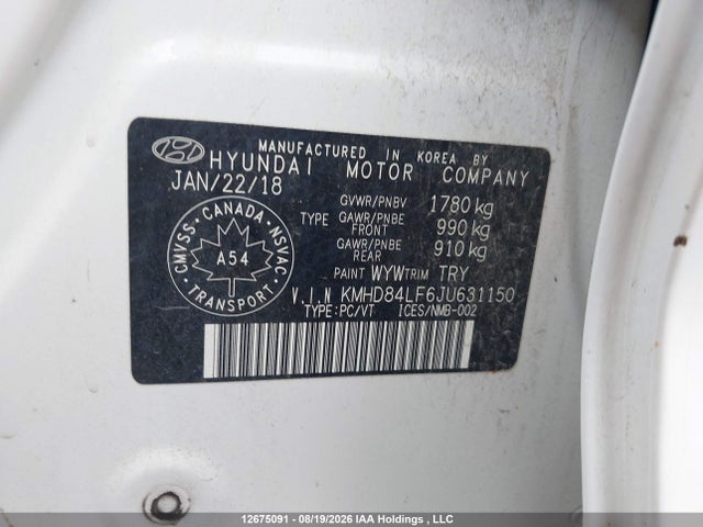 KMHD84LF6JU631150 Hyundai Elantra