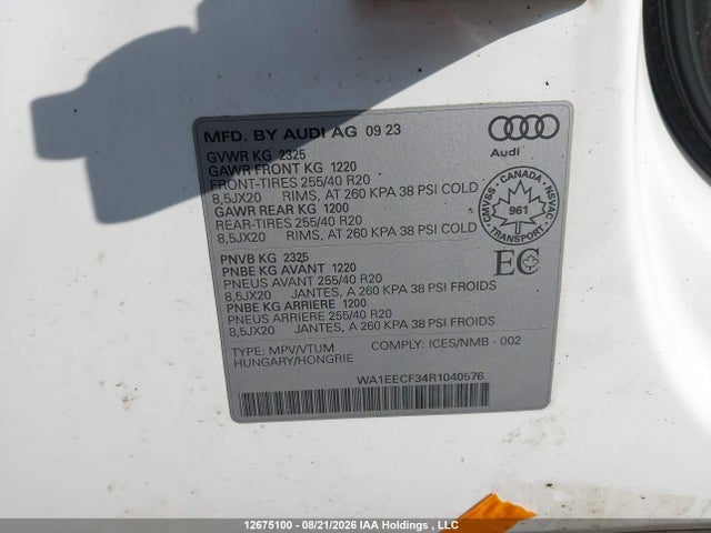 Продажа на аукционе авто 2024 Audi Q3, vin: WA1EECF34R1040576, номер лота: 12675100