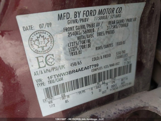 Aukcja sprzedaży 2010 Ford Super Duty F-350 Srw Cabela's/cabelas/king Ranch/lariat/xl/xlt, vin: 1FTWW3BR4AEA07799, numer aukcji: 12631687