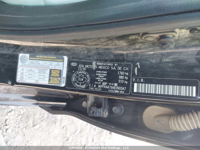 12663933 :رقم المزاد ، 3KPFK4A7XHE090347 vin ، 2017 Kia Forte Ex/ex Luxury/ex+/lx/lx+ مزاد بيع