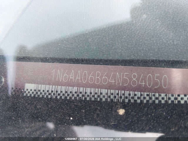 2004 Nissan Titan Se მანქანა იყიდება აუქციონზე, vin: 1N6AA06B64N584050, აუქციონის ნომერი: 12668967