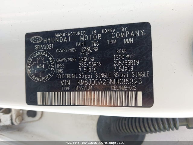 Aukcja sprzedaży 2022 Hyundai Tucson Plug-in Hybrid Ultimate, vin: KM8JDDA25NU035323, numer aukcji: 12675114