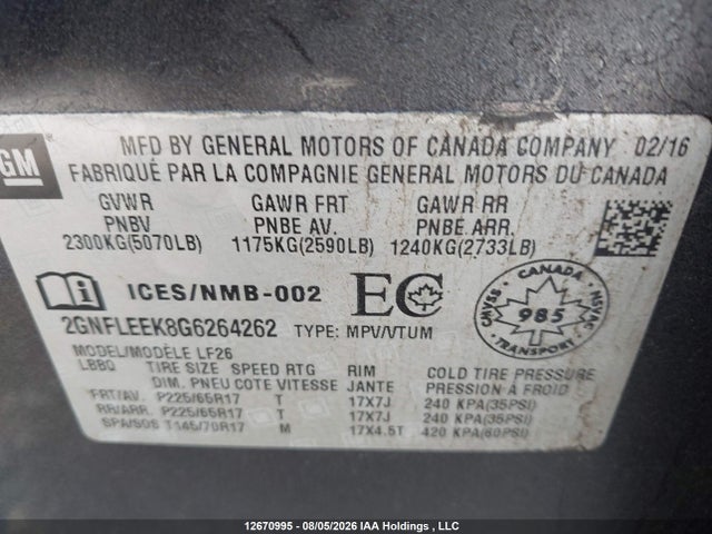 Chevrolet EQUINOX LS 2016 2GNFLEEK8G6264262 Image 18