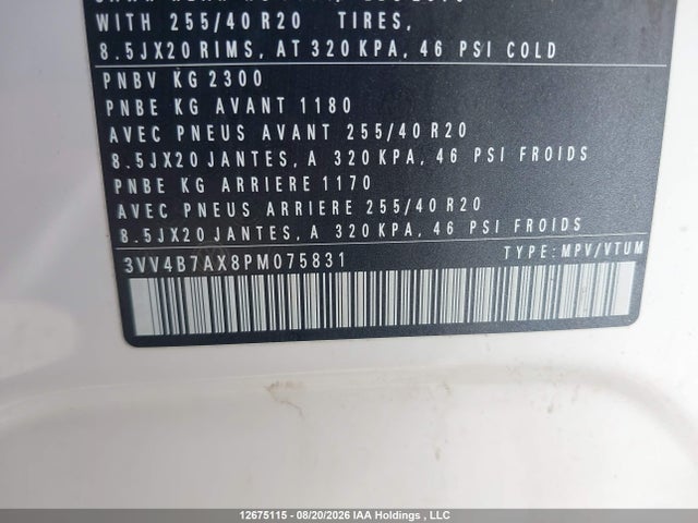 Продажа на аукционе авто 2023 Volkswagen Tiguan Highline R-line, vin: 3VV4B7AX8PM075831, номер лота: 12675115
