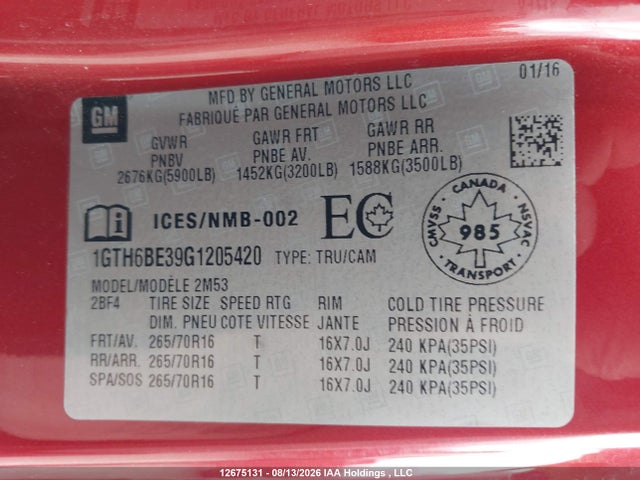 GMC Canyon 2016 1GTH6BE39G1205420 Image 18