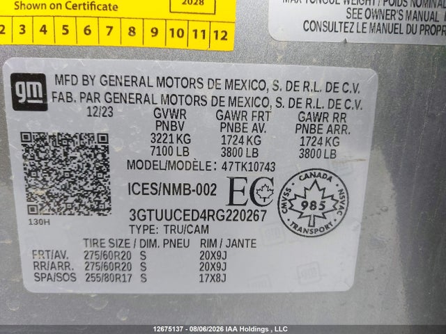 GMC Sierra K1500 Elevation 2024 3GTUUCED4RG220267 Image 20