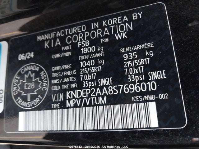 Aukcja sprzedaży 2025 Kia Seltos Lx Fwd, vin: KNDEP2AA8S7696010, numer aukcji: 12675142