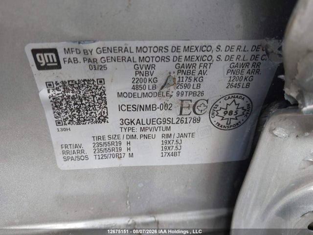 Продаж на аукціоні авто 2025 Gmc Terrain Elevation, vin: 3GKALUEG9SL261789, номер лоту: 12675151