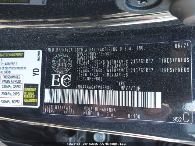 7MUAAAAGXRV099803 Toyota Corolla Cross L