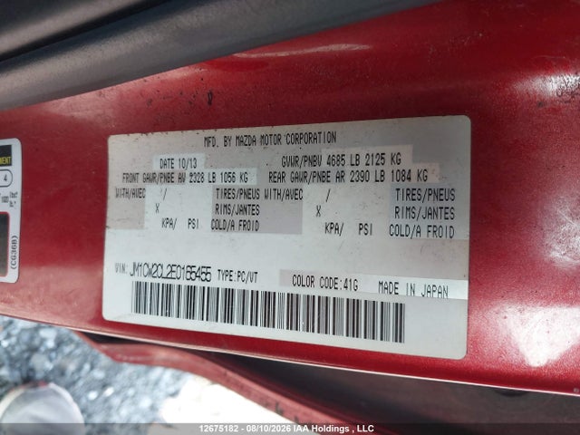 Продаж на аукціоні авто 2014 Mazda 5 Touring, vin: JM1CW2CL2E0165455, номер лоту: 12675182