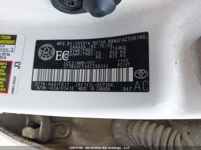 2010 Toyota Corolla S/le/xle მანქანა იყიდება აუქციონზე, vin: 2T1BU4EE8AC298345, აუქციონის ნომერი: 12675194