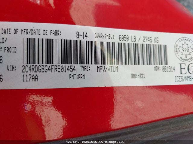Dodge Grand Caravan Se/sxt 2015 2C4RDGBG4FR501454 Image 18