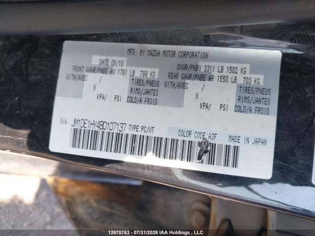 Aukcja sprzedaży 2011 Mazda Mazda2 Gs/gx, vin: JM1DE1HY4B0107137, numer aukcji: 12670763