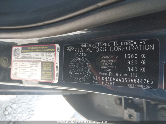 Продаж на аукціоні авто 2016 Kia Rio Ex/ex+ W/sunroof/lx/lx+/lx+ Eco/sx, vin: KNADM4A35G6644765, номер лоту: 12652347
