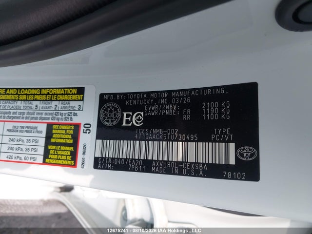 Aukcja sprzedaży 2026 Toyota Camry Xse/night Shade/le/xle/se, vin: 4T1DAACK5TU730495, numer aukcji: 12675241