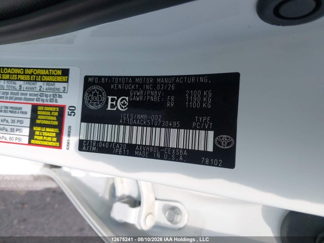 Aukcja sprzedaży 2026 Toyota Camry Xse/night Shade/le/xle/se, vin: 4T1DAACK5TU730495, numer aukcji: 12675241