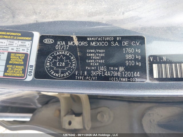 12675242 :رقم المزاد ، 3KPFL4A79HE120144 vin ، 2017 Kia Forte Ex/ex Luxury/ex+/lx/lx+ مزاد بيع
