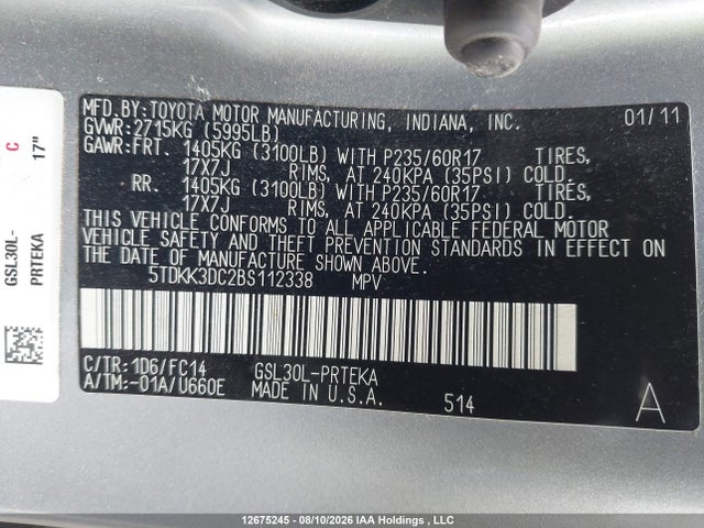 Продаж на аукціоні авто 2011 Toyota Sienna Le V6, vin: 5TDKK3DC2BS112338, номер лоту: 12675245