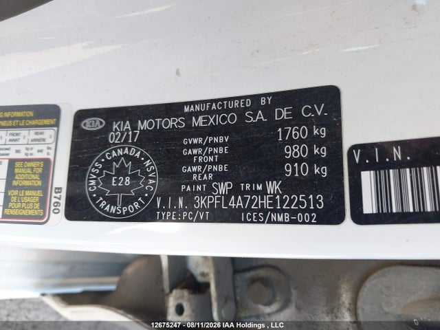 3KPFL4A72HE122513 KIA Forte Ex/ex Luxury/ex+/lx/lx+