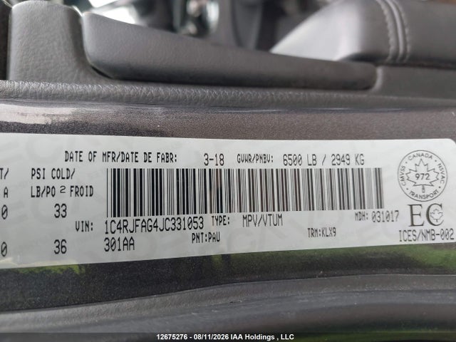 Aukcja sprzedaży 2018 Jeep Grand Cherokee Laredo, vin: 1C4RJFAG4JC331053, numer aukcji: 12675276