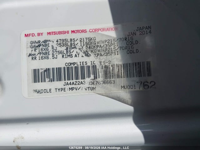 Mitsubishi Outlander 2014 JA4AZ2A33EZ606663 Image 9