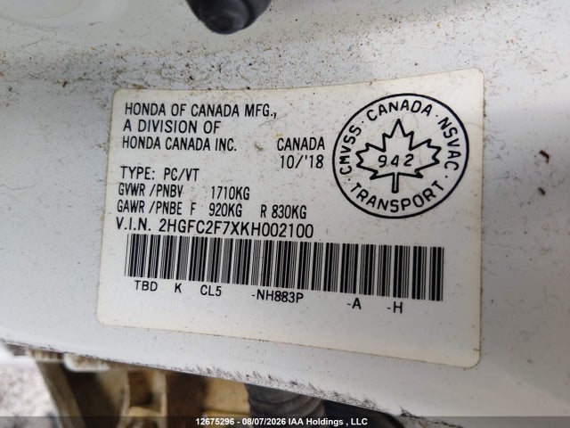 Honda Civic Ex 4dr 2019 2HGFC2F7XKH002100 Image 9