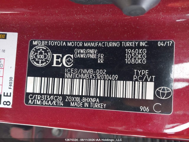 NMTKHMBX5JR010409 Toyota C-HR XLE
