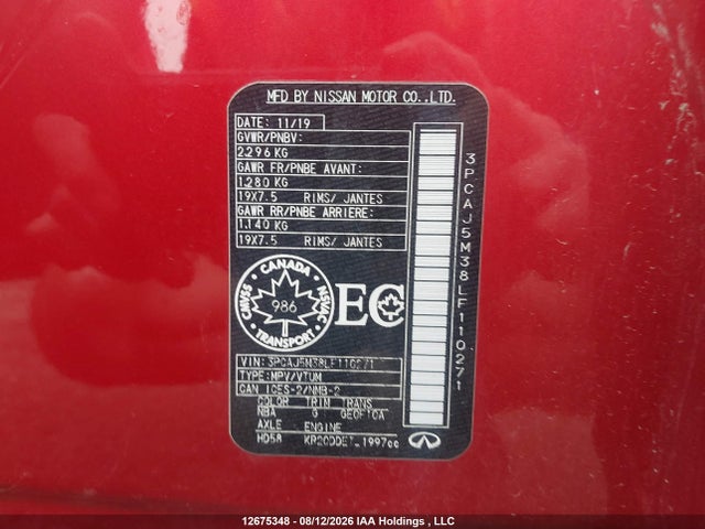 Infiniti QX50 2020 3PCAJ5M38LF110271 Image 9