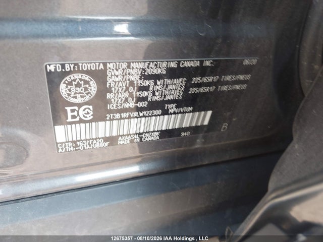2T3B1RFVXLW122300 Toyota RAV4 LE