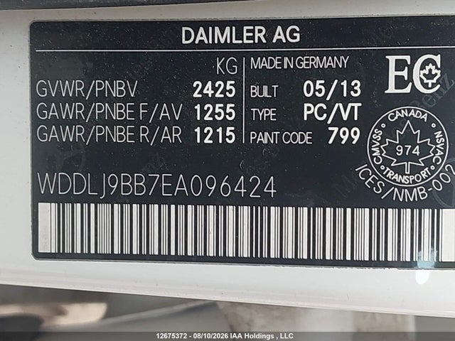 Auction sale of the 2014 Mercedes-benz Cls 550, vin: WDDLJ9BB7EA096424, lot number: 12675372