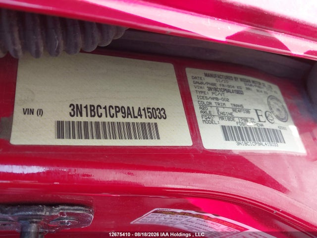 2010 Nissan Versa 1.8s მანქანა იყიდება აუქციონზე, vin: 3N1BC1CP9AL415033, აუქციონის ნომერი: 12675410