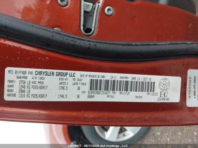 Aukcja sprzedaży 2012 Dodge Journey Se, vin: 3C4PDCABXCT214277, numer aukcji: 12675417