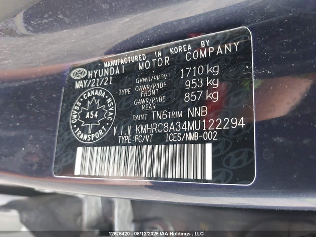 KMHRC8A34MU122294 Hyundai Venue Ultimate With Black Interior