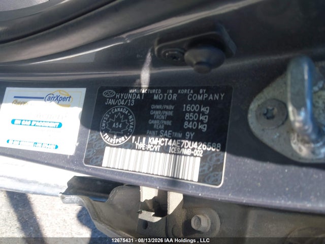 Продаж на аукціоні авто 2013 Hyundai Accent Gl, vin: KMHCT4AE7DU426588, номер лоту: 12675431