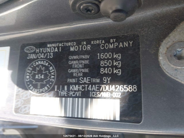 Продаж на аукціоні авто 2013 Hyundai Accent Gl, vin: KMHCT4AE7DU426588, номер лоту: 12675431