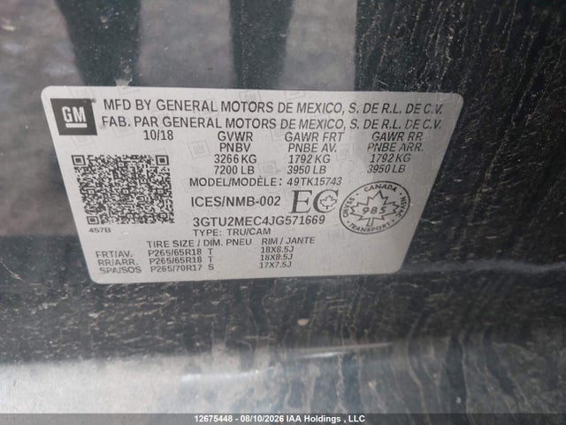 GMC Sierra 1500 Sle 2018 3GTU2MEC4JG571669 Image 9