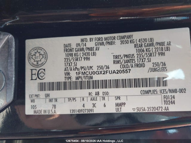 Ford ESCAPE SE 2015 1FMCU0GX2FUA20557 Image 9