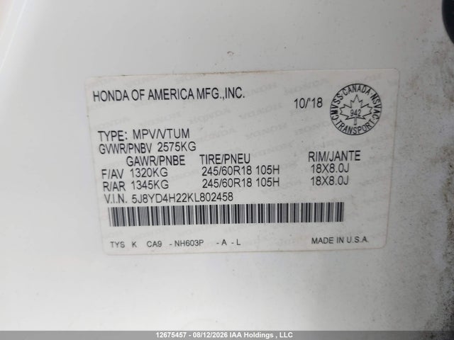 Acura MDX 2019 5J8YD4H22KL802458 Image 19