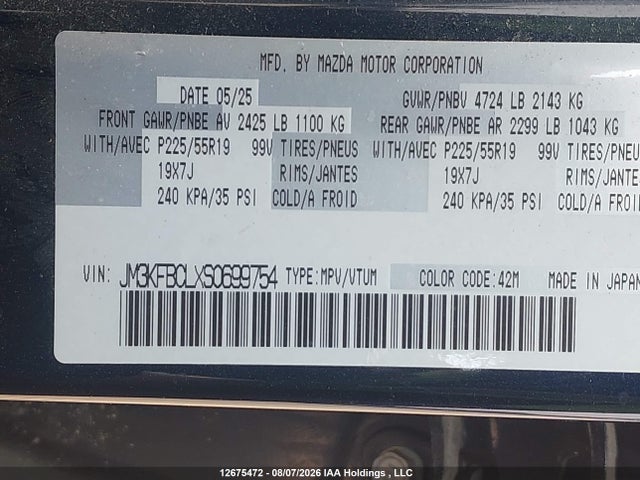 Aukcja sprzedaży 2025 Mazda Cx-5 Preferred, vin: JM3KFBCLXS0699754, numer aukcji: 12675472