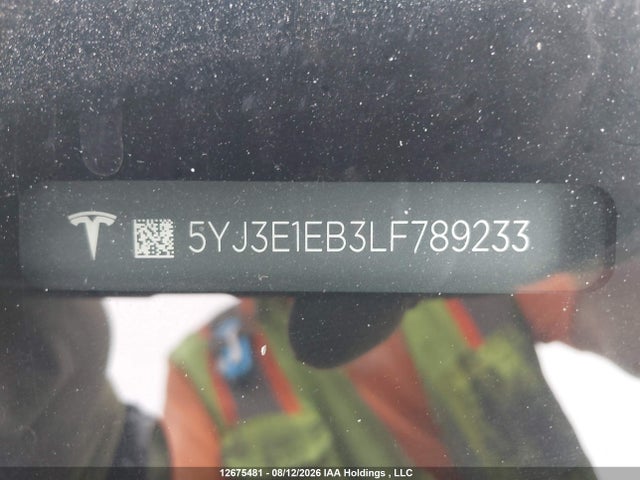 12675481 :رقم المزاد ، 5YJ3E1EB3LF789233 vin ، 2020 Tesla Model 3 Long Range مزاد بيع